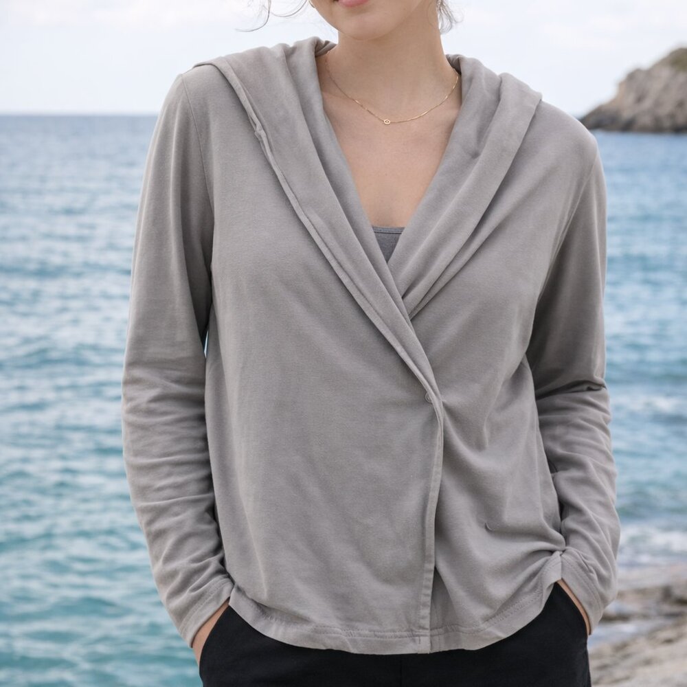 Standard James Perse | Gray Pima Cotton Wrap Drape Hoodie